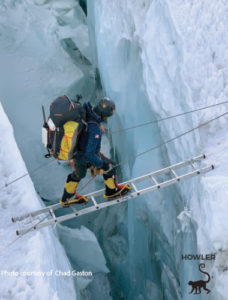 metal ladder bridge crossing on mount everest