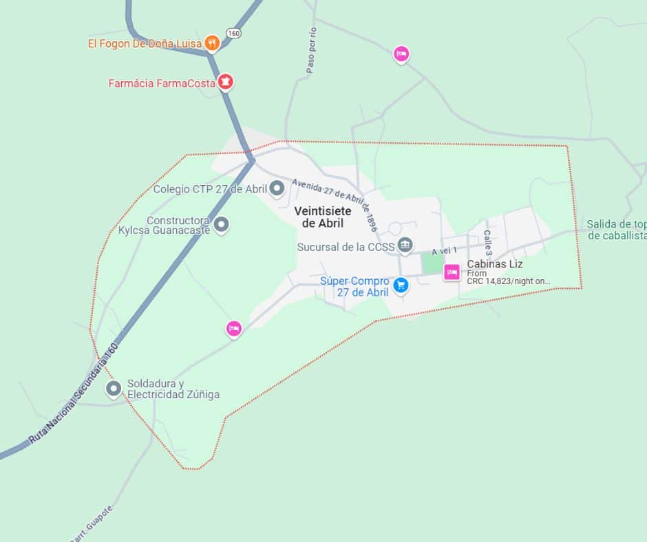Funny Town names Map of Costa Rica